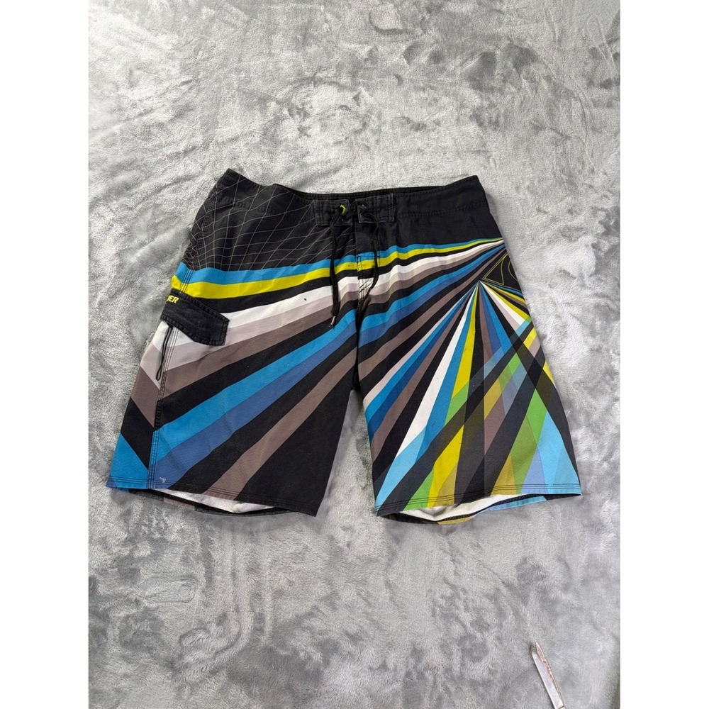 Quiksilver Surfing Mens Board Shorts Size 38 Multicolor Geometric Drawstring